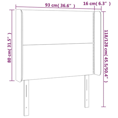 Cabeceira cama c/ LED tecido 93x16x118/128 cm cinza-acastanhado