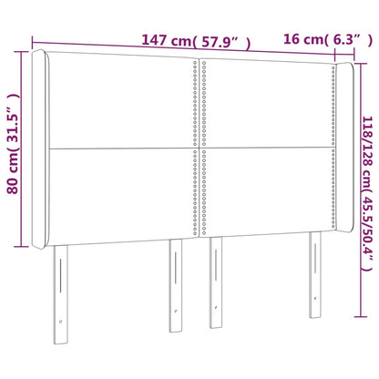 Cabeceira de cama c/ luzes LED tecido 147x16x118/128 cm preto