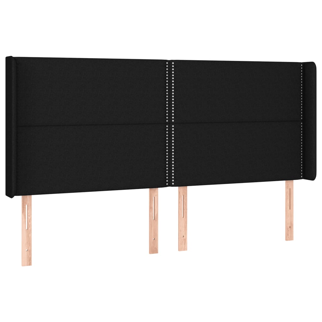 Cabeceira de cama c/ luzes LED tecido 163x16x118/128 cm preto