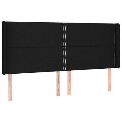 Cabeceira de cama c/ luzes LED tecido 163x16x118/128 cm preto