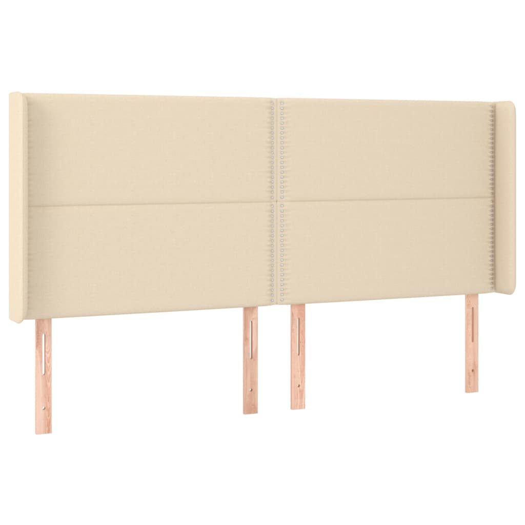 Cabeceira cama c/ luzes LED tecido 163x16x118/128 cm cor creme