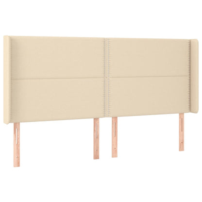 Cabeceira cama c/ luzes LED tecido 163x16x118/128 cm cor creme