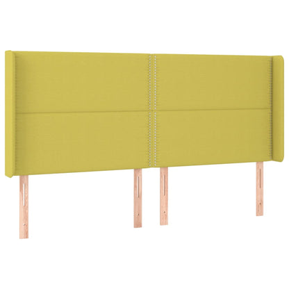 Cabeceira de cama c/ luzes LED tecido 203x16x118/128 cm verde