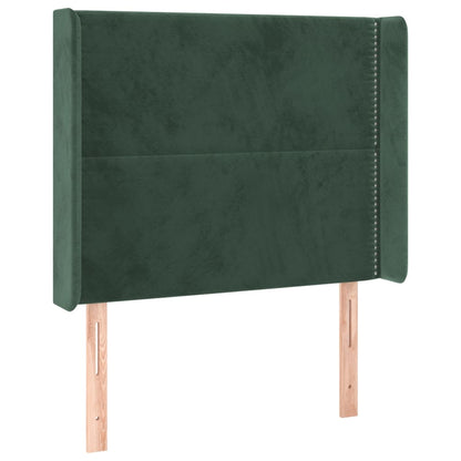 Cabeceira cama c/ luzes LED veludo 83x16x118/128cm verde-escuro