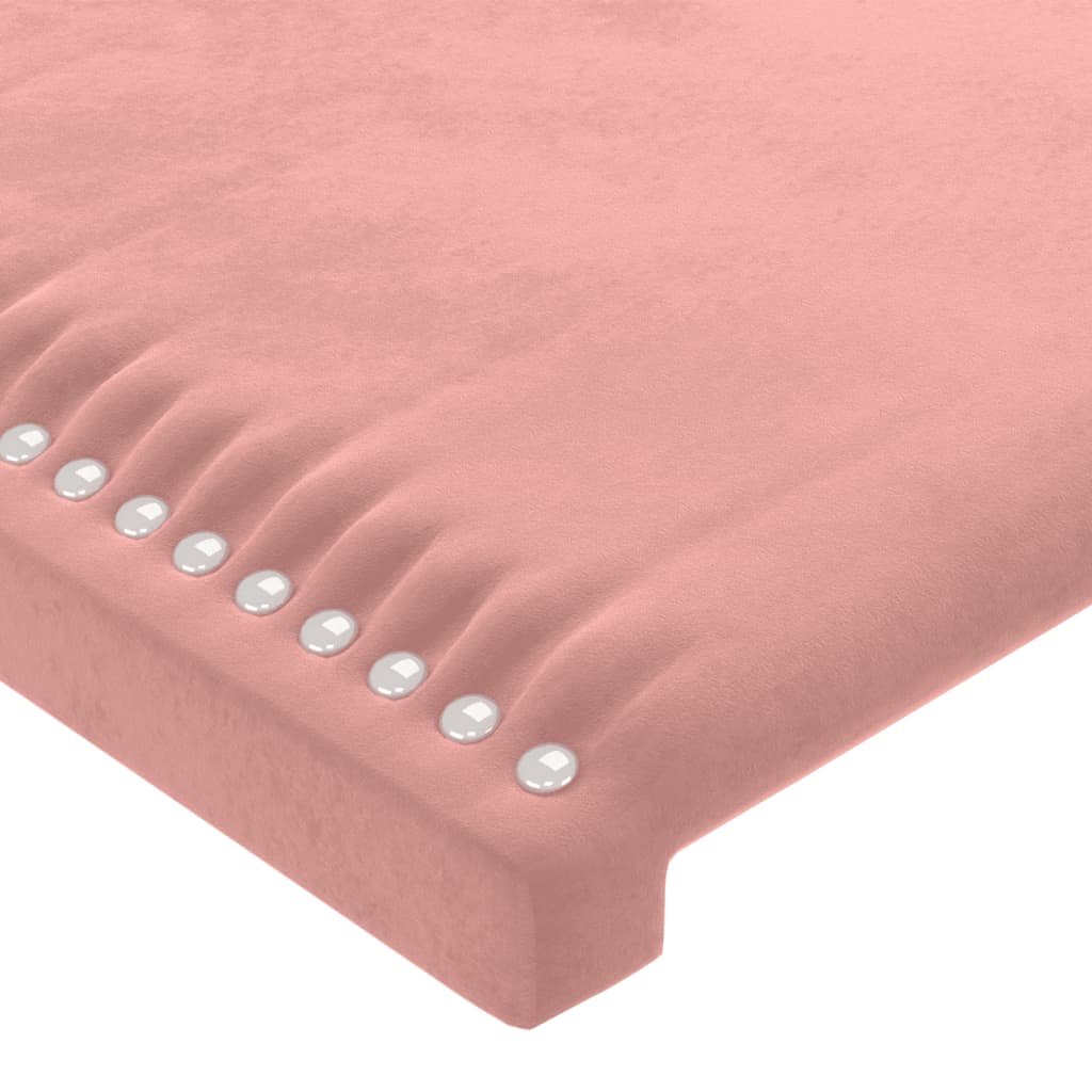 Cabeceira de cama c/ luzes LED veludo 83x16x118/128 cm rosa