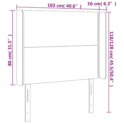 Cabeceira de cama c/ luzes LED veludo 103x16x118/128 cm preto