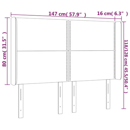 Cabeceira de cama c/ luzes LED veludo 147x16x118/128 cm preto