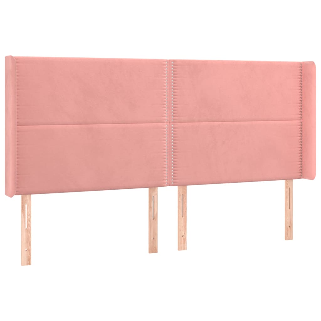 Cabeceira de cama c/ luzes LED veludo 163x16x118/128 cm rosa