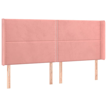 Cabeceira de cama c/ luzes LED veludo 183x16x118/128 cm rosa