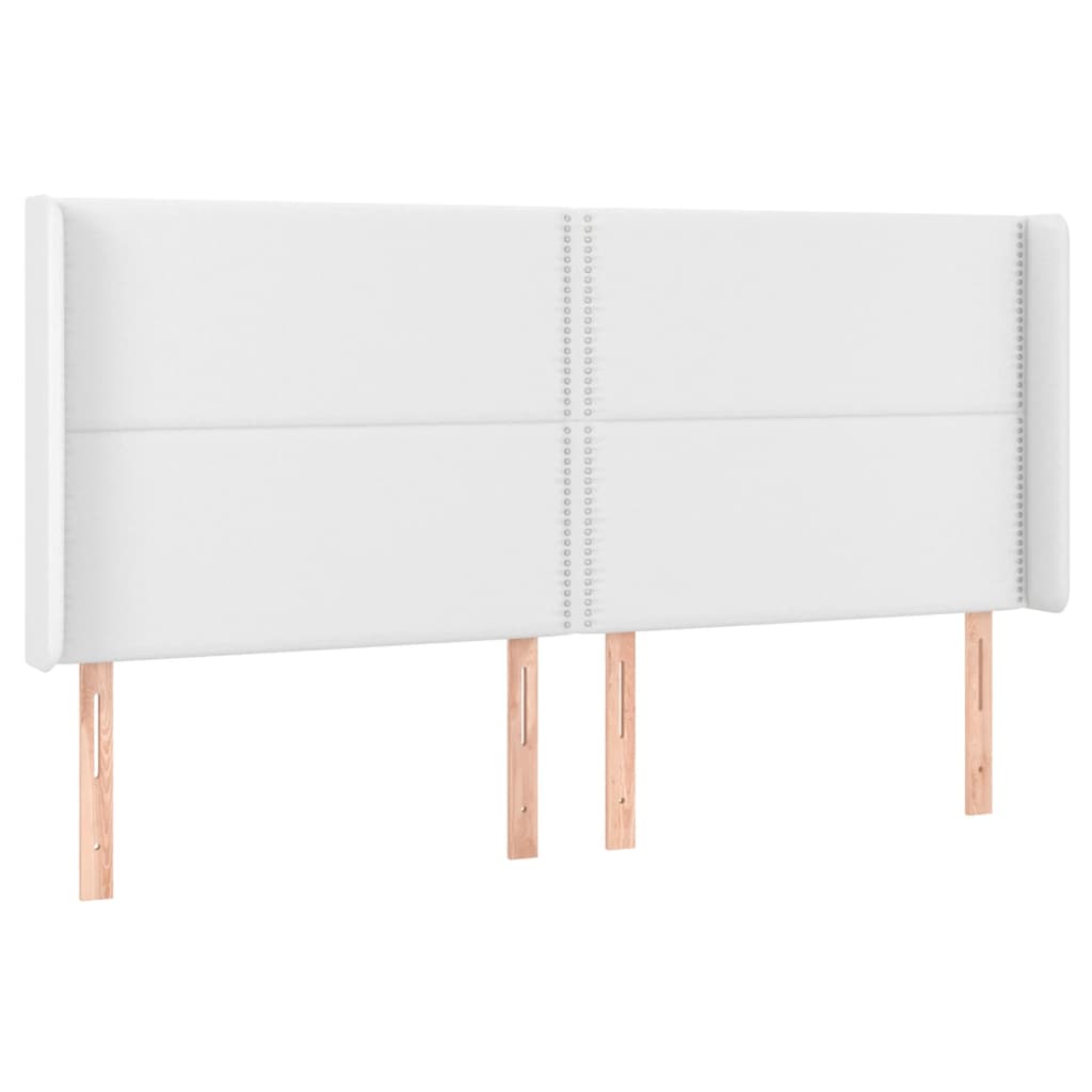 Cabeceira cama c/ LED couro artificial 163x16x118/128 cm branco