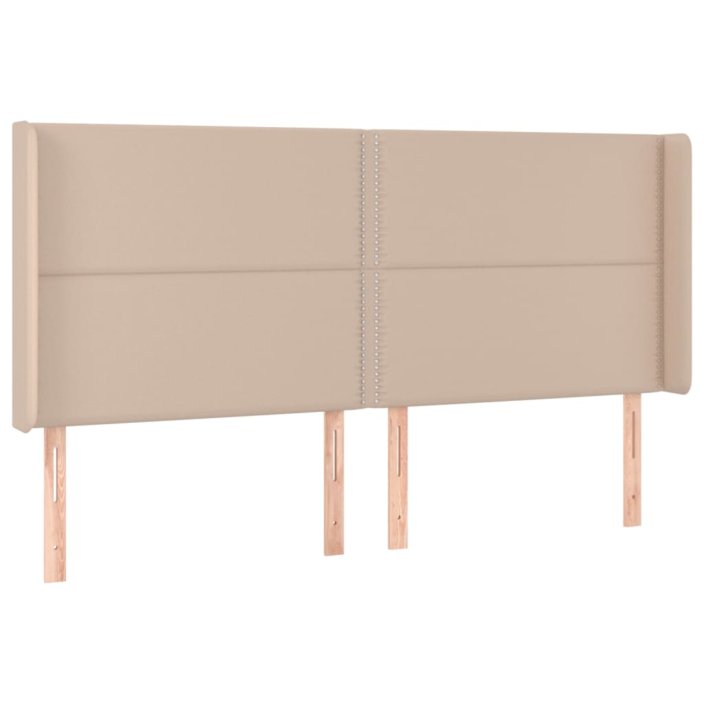 Cabeceira cama c/ LED couro artif. 163x16x118/128 cm cappuccino