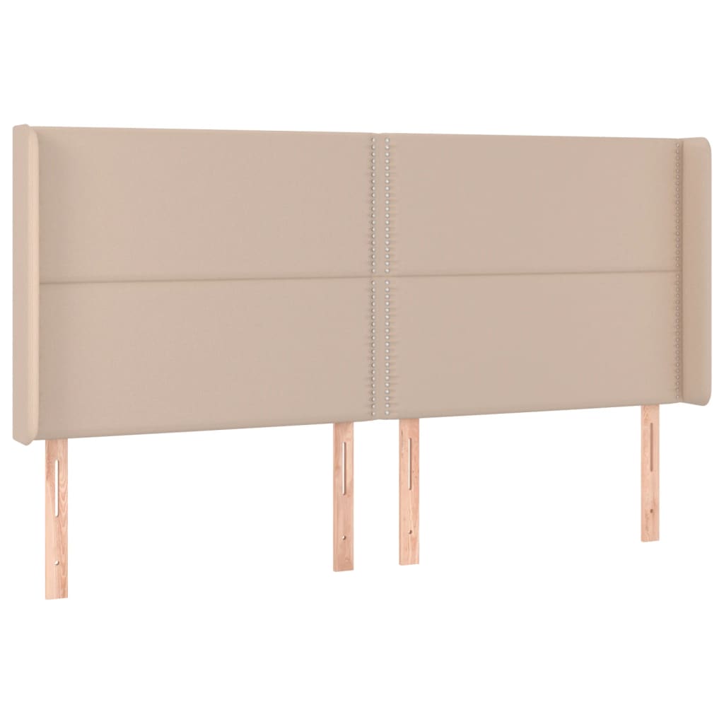 Cabeceira cama c/ LED couro artif. 203x16x118/128 cm cappuccino