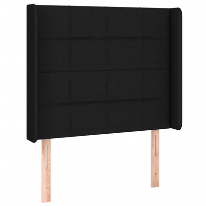 Cabeceira de cama c/ luzes LED tecido 93x16x118/128 cm preto