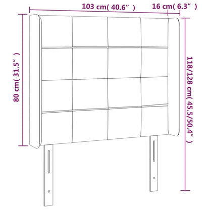 Cabeceira cama c/ luzes LED tecido 103x16x118/128cm cinza-claro