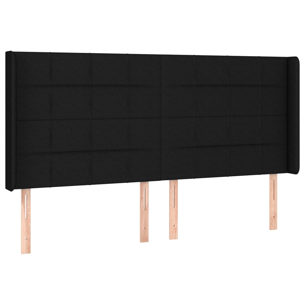 Cabeceira de cama c/ luzes LED tecido 163x16x118/128 cm preto