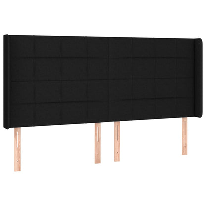 Cabeceira de cama c/ luzes LED tecido 163x16x118/128 cm preto