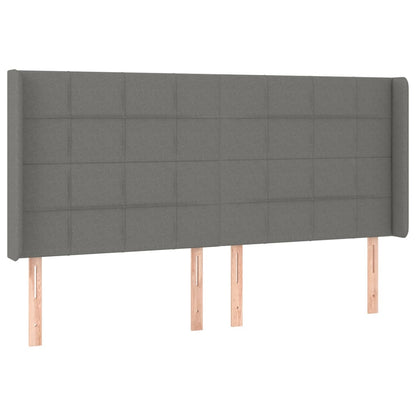 Cabeceira de cama c/ LED tecido 183x16x118/128 cm cinza-escuro