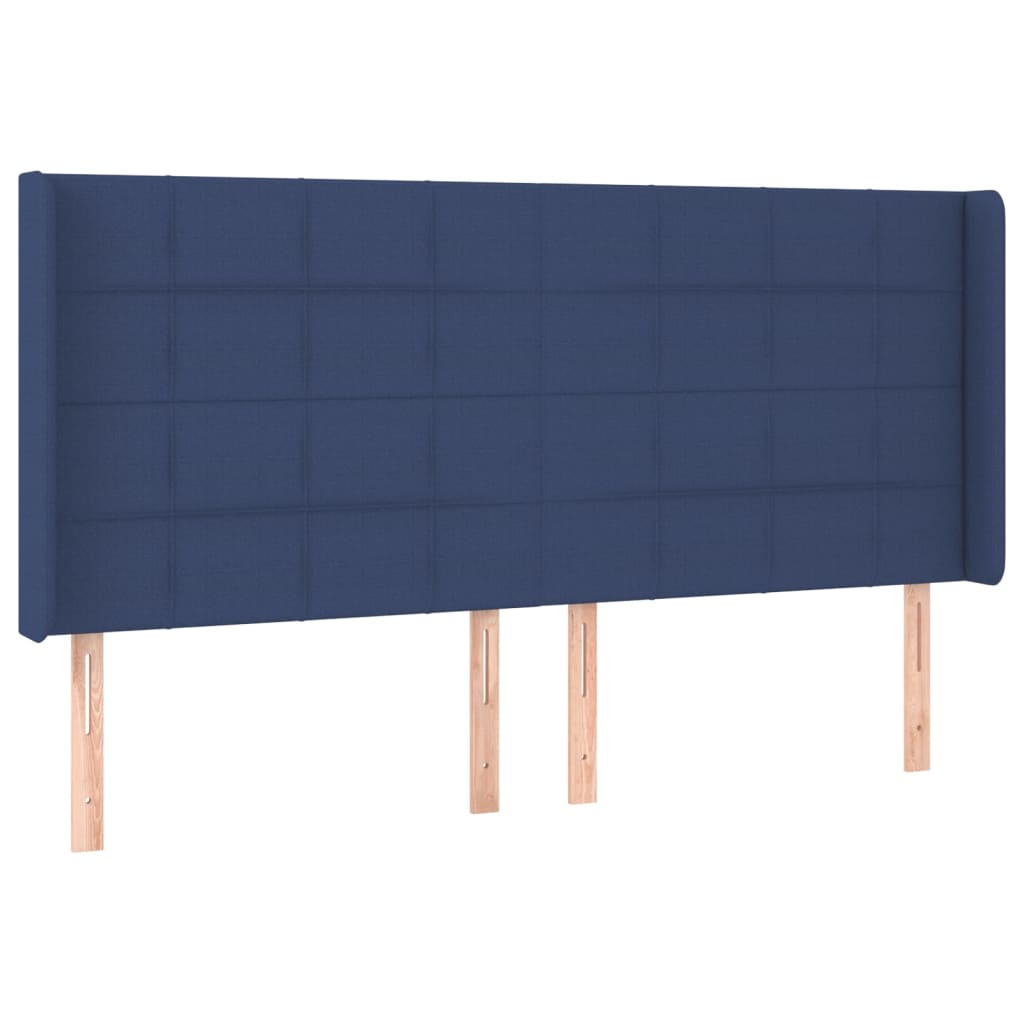 Cabeceira de cama c/ luzes LED tecido 183x16x118/128 cm azul