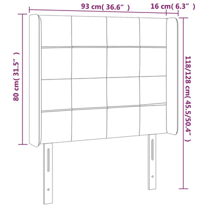 Cabeceira de cama c/ luzes LED veludo 93x16x118/128 cm preto