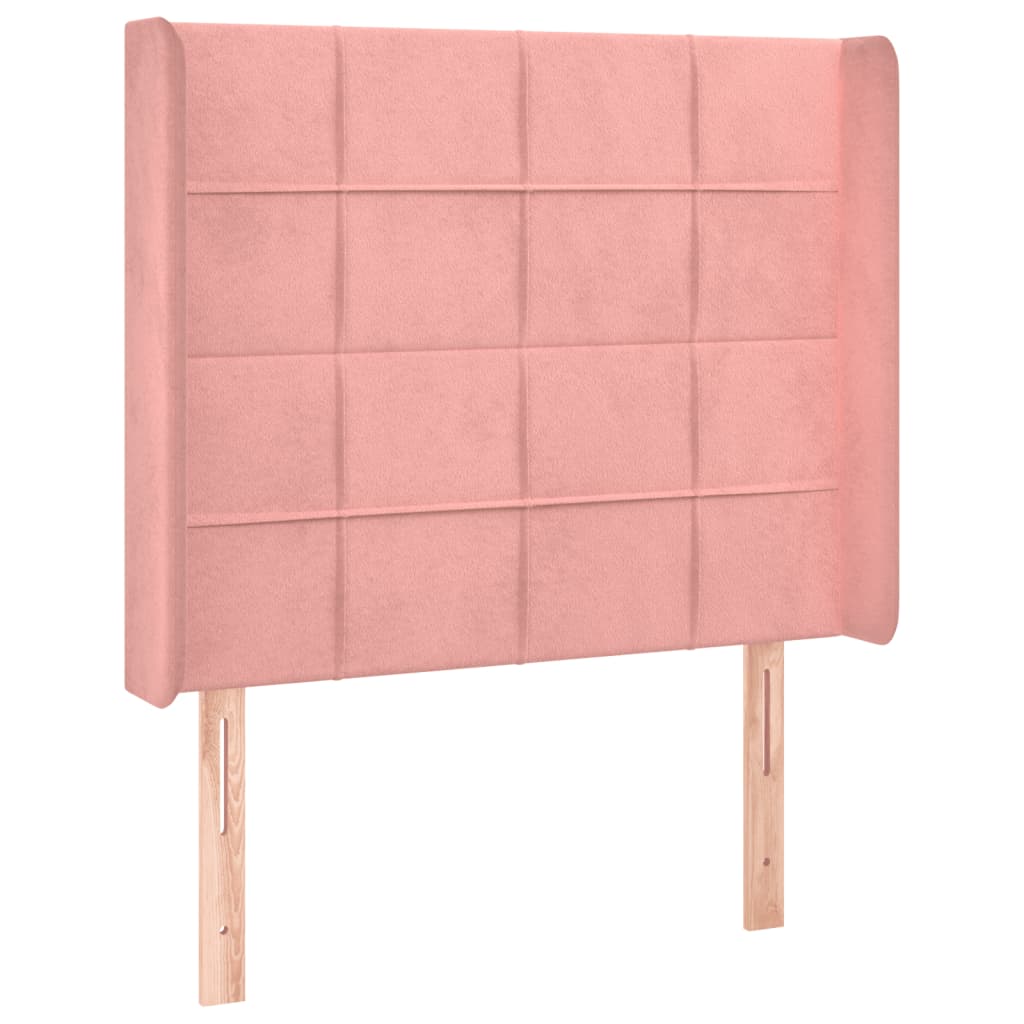 Cabeceira de cama c/ luzes LED veludo 93x16x118/128 cm rosa