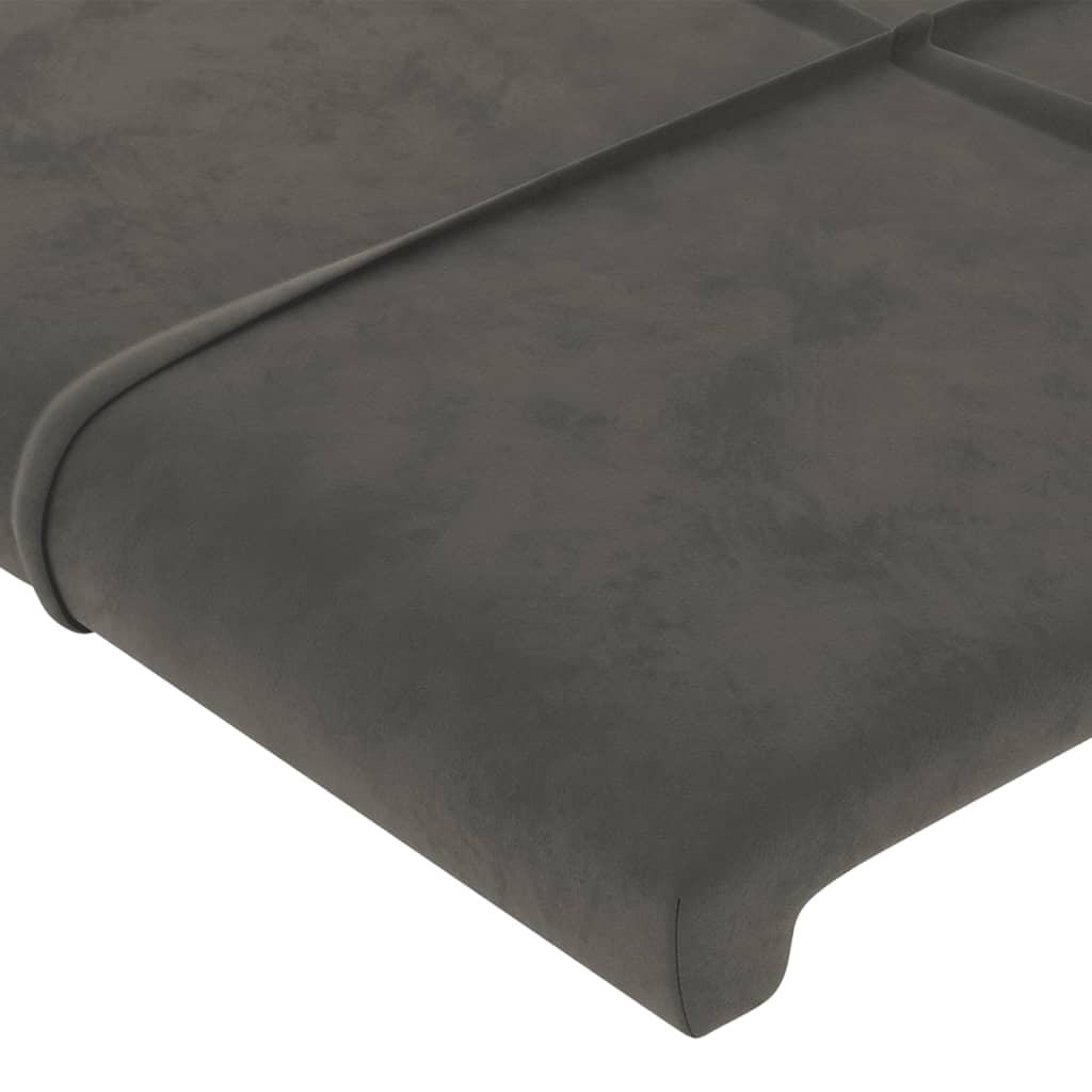 Cabeceira de cama c/ LED veludo 103x16x118/128 cm cinza-escuro