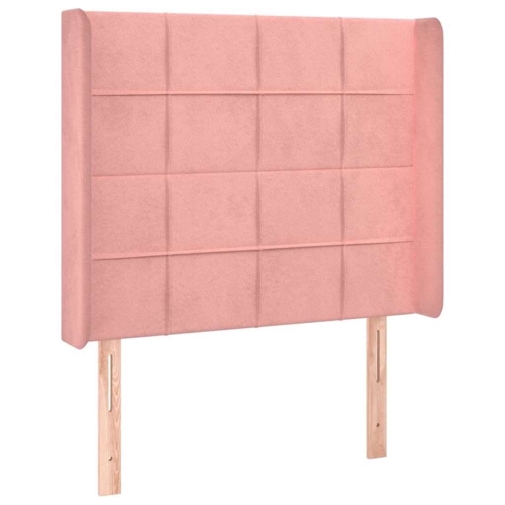 Cabeceira de cama c/ luzes LED veludo 103x16x118/128 cm rosa