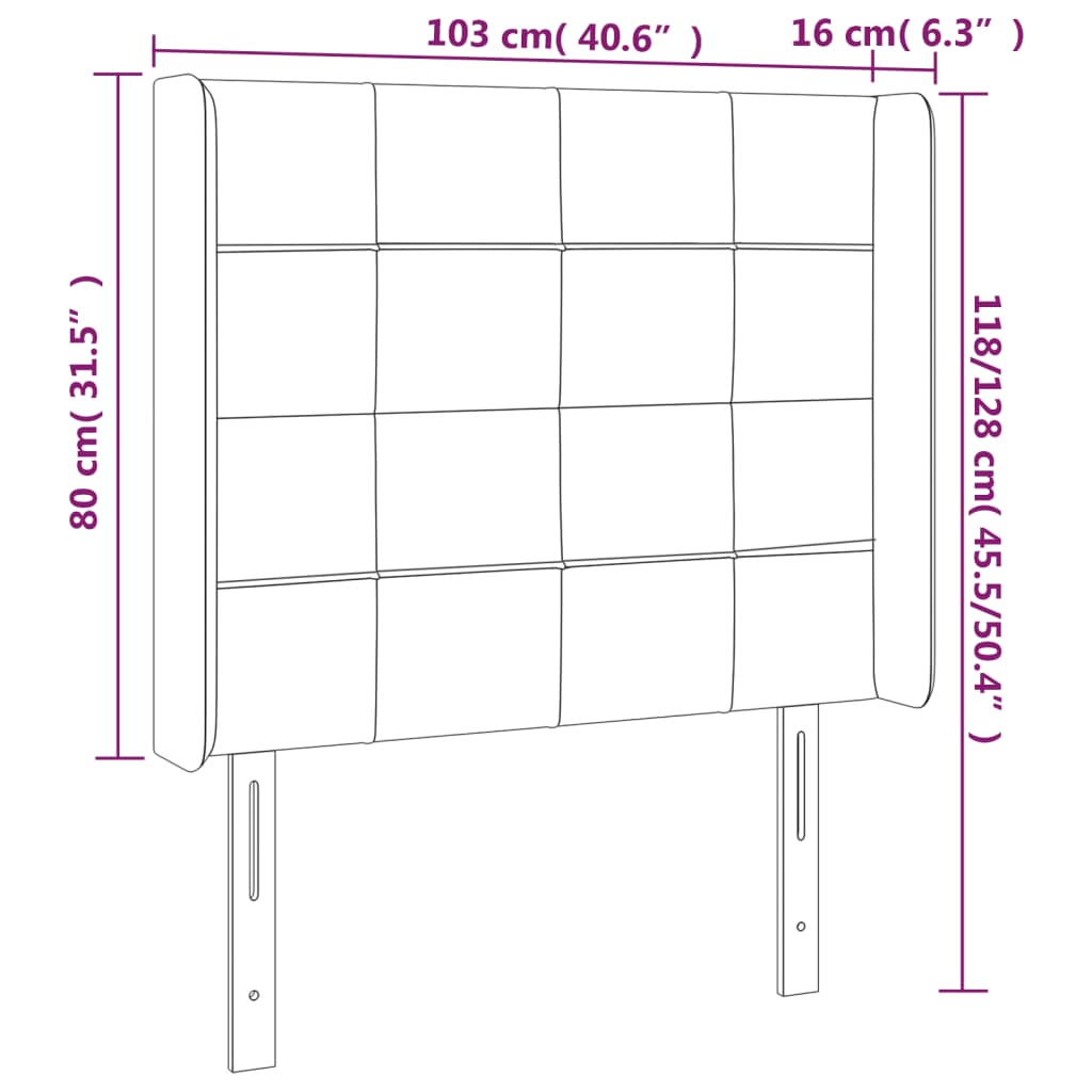 Cabeceira de cama c/ luzes LED veludo 103x16x118/128 cm rosa