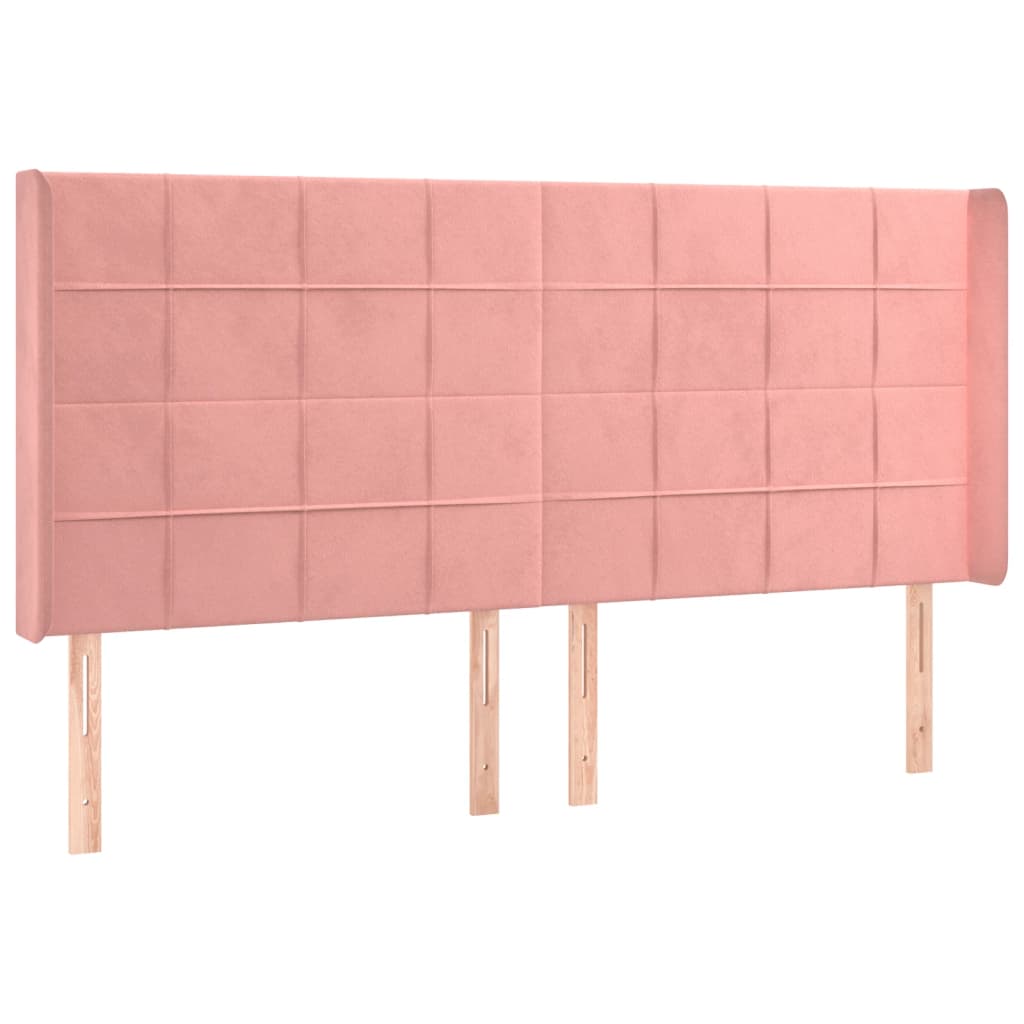 Cabeceira de cama c/ luzes LED veludo 163x16x118/128 cm rosa