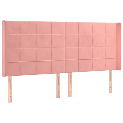 Cabeceira de cama c/ luzes LED veludo 163x16x118/128 cm rosa