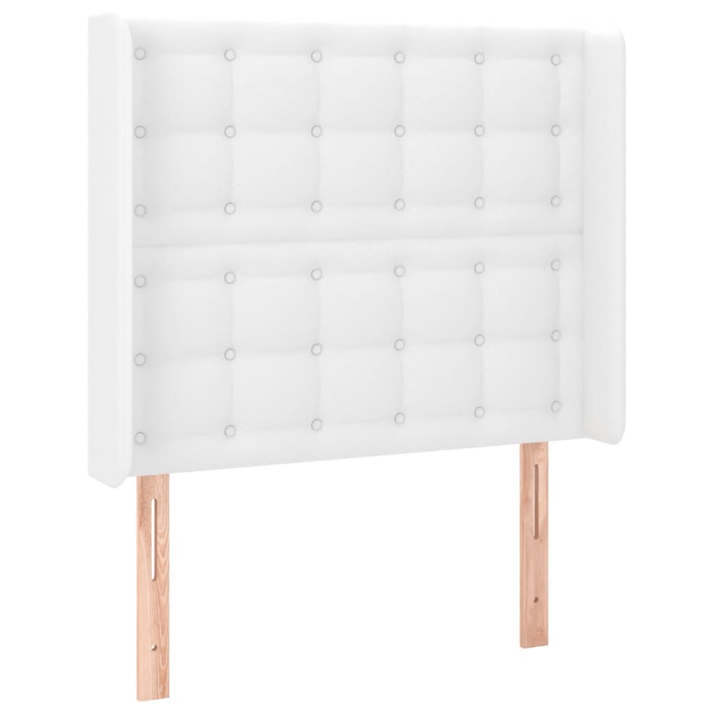 Cabeceira cama c/ LED couro artificial 83x16x118/128 cm branco