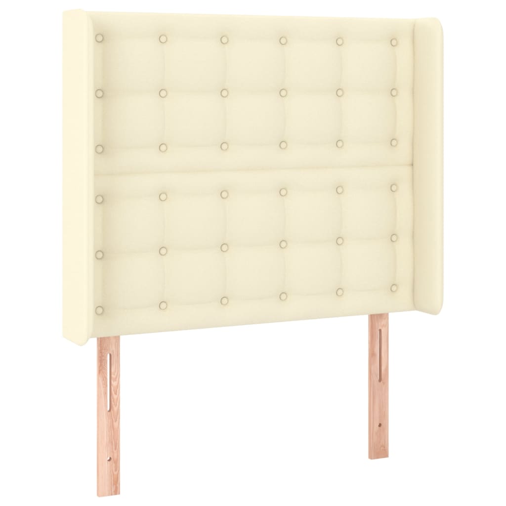 Cabeceira cama c/ LED 103x16x118/128 cm couro artificial crème