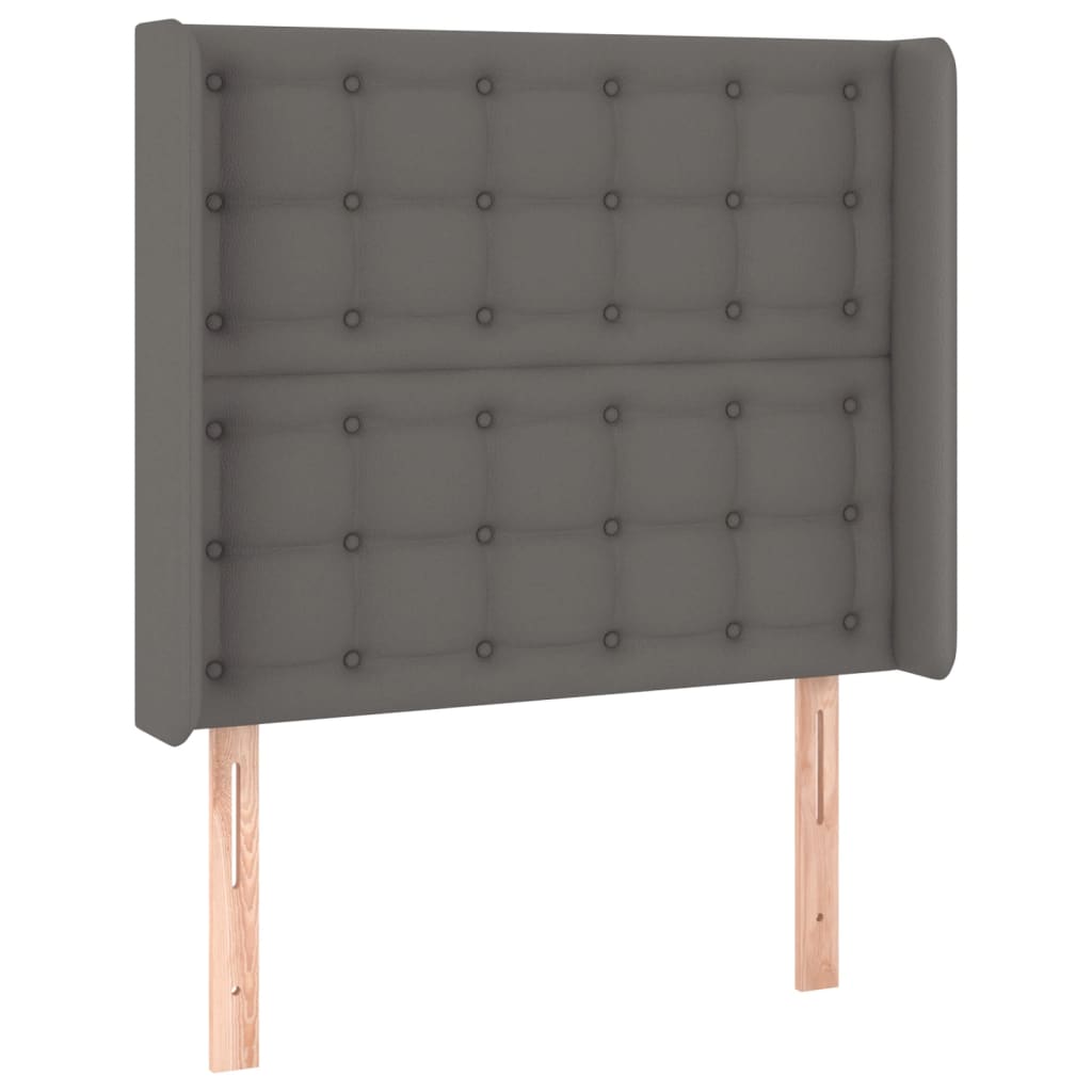 Cabeceira cama c/ LED couro artif. 103x16x118/128 cm cinzento