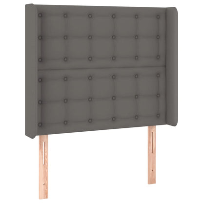 Cabeceira cama c/ LED couro artif. 103x16x118/128 cm cinzento