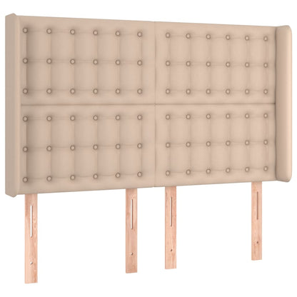 Cabeceira cama c/ LED couro artif. 147x16x118/128 cm cappuccino