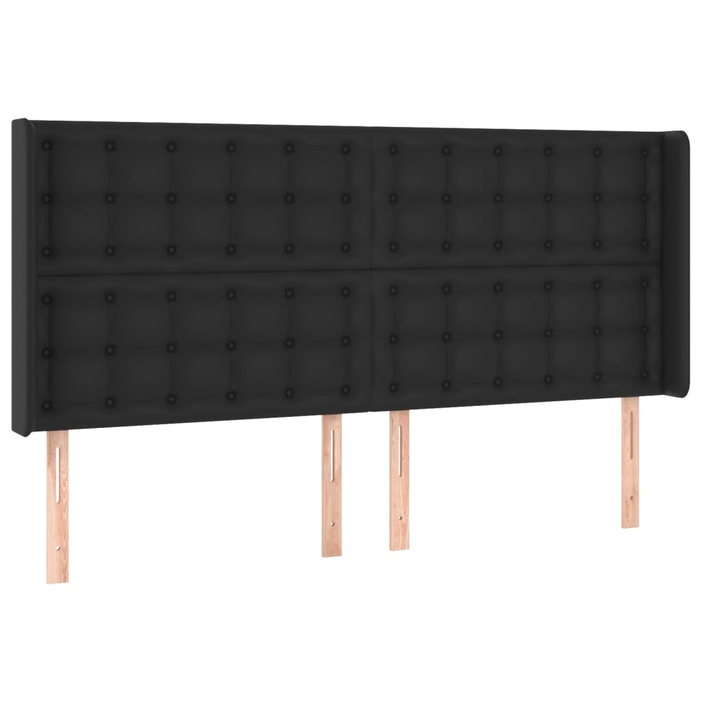 Cabeceira cama c/ LED couro artificial 163x16x118/128 cm preto