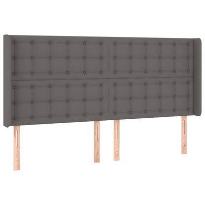 Cabeceira cama c/ LED couro artif. 163x16x118/128 cm cinzento