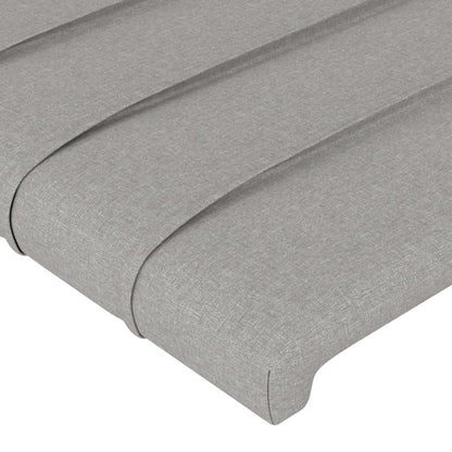 Cabeceira cama c/ luzes LED tecido 83x16x118/128 cm cinza-claro