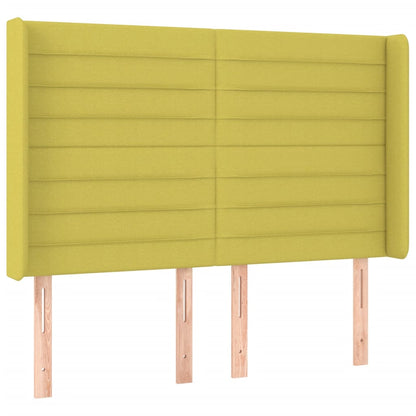 Cabeceira de cama c/ luzes LED tecido 147x16x118/128 cm verde