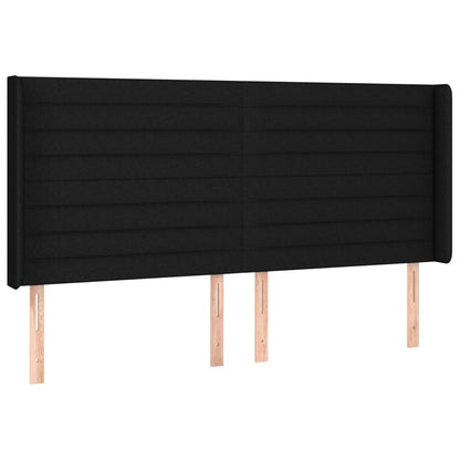 Cabeceira de cama c/ luzes LED tecido 163x16x118/128 cm preto