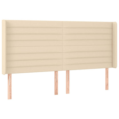 Cabeceira cama c/ luzes LED tecido 203x16x118/128 cm cor creme