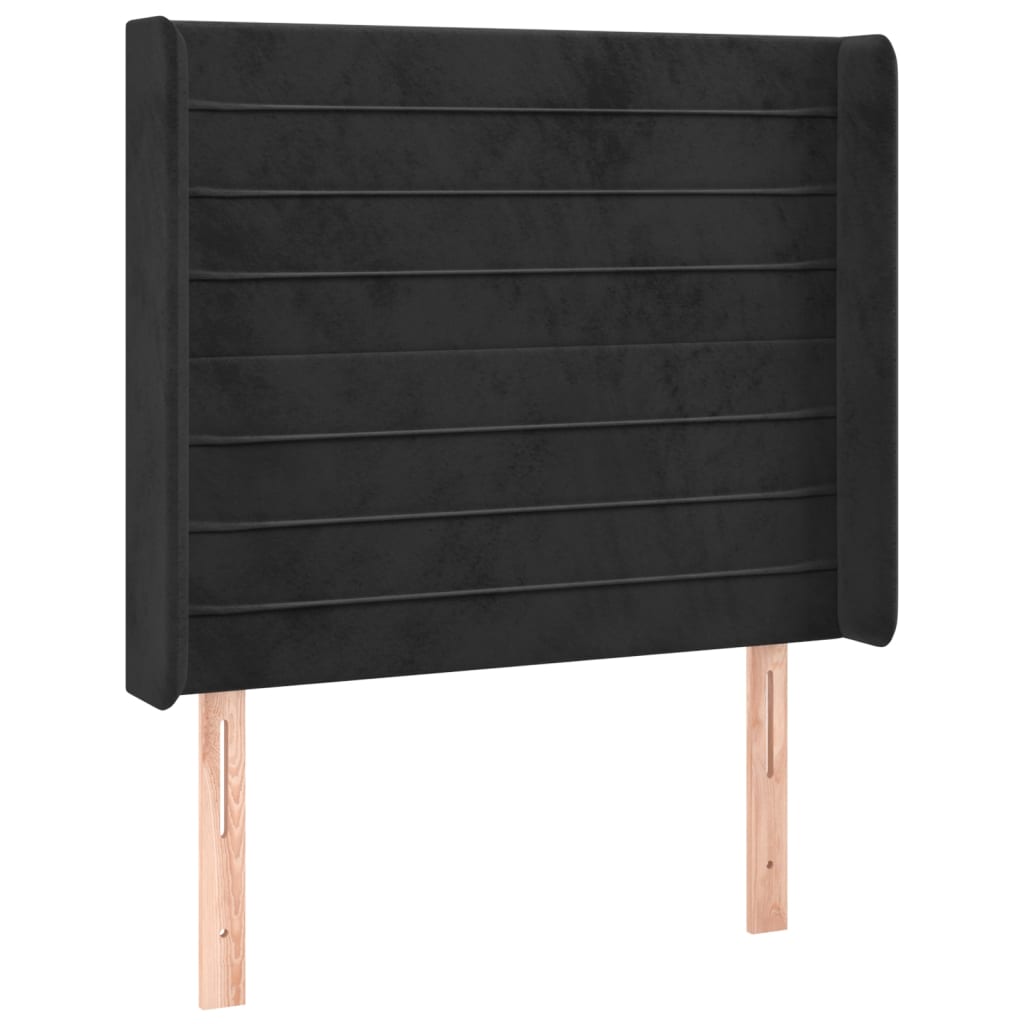 Cabeceira de cama c/ luzes LED veludo 103x16x118/128 cm preto