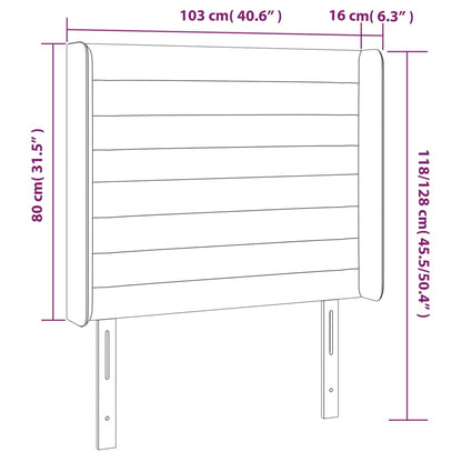 Cabeceira cama c/ luzes LED veludo 103x16x118/128cm azul-escuro