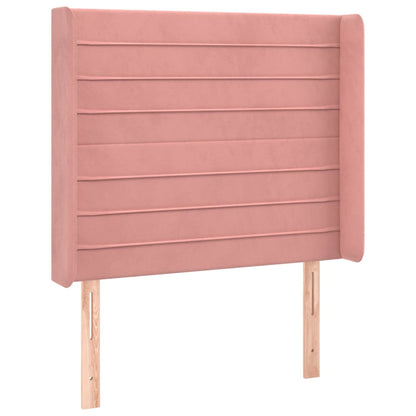 Cabeceira de cama c/ luzes LED veludo 103x16x118/128 cm rosa