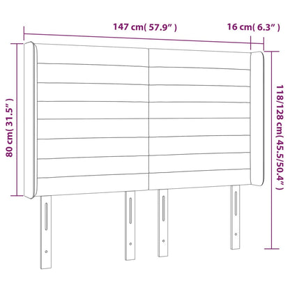 Cabeceira de cama c/ luzes LED veludo 147x16x118/128 cm preto