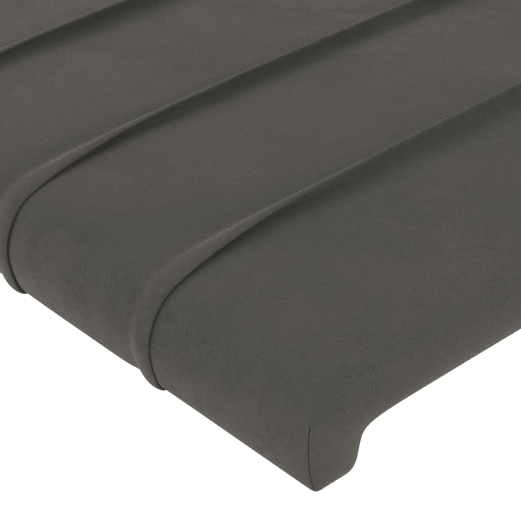 Cabeceira de cama c/ LED veludo 163x16x118/128 cm cinza-escuro