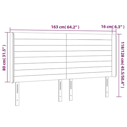 Cabeceira de cama c/ LED veludo 163x16x118/128 cm cinza-escuro