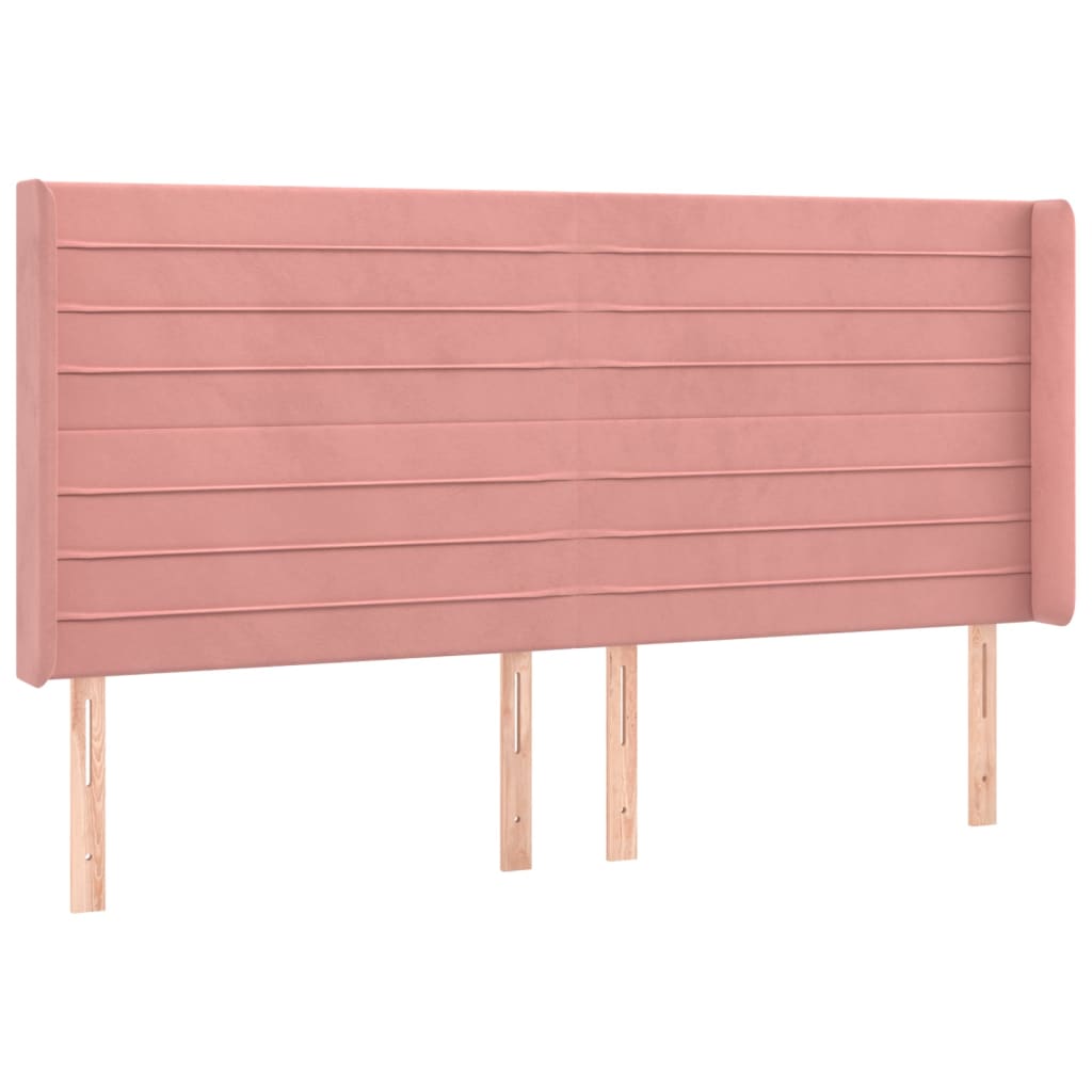 Cabeceira de cama c/ luzes LED veludo 163x16x118/128 cm rosa