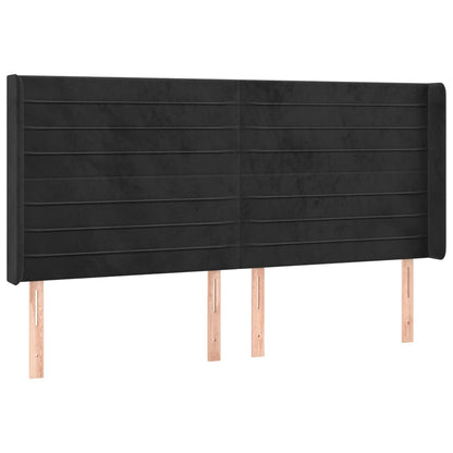 Cabeceira de cama c/ luzes LED veludo 203x16x118/128 cm preto