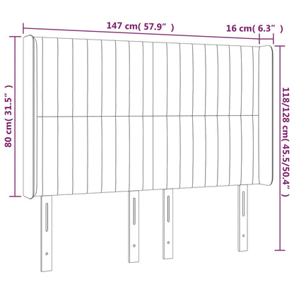 Cabeceira cama c/ luzes LED tecido 147x16x118/128cm cinza-claro