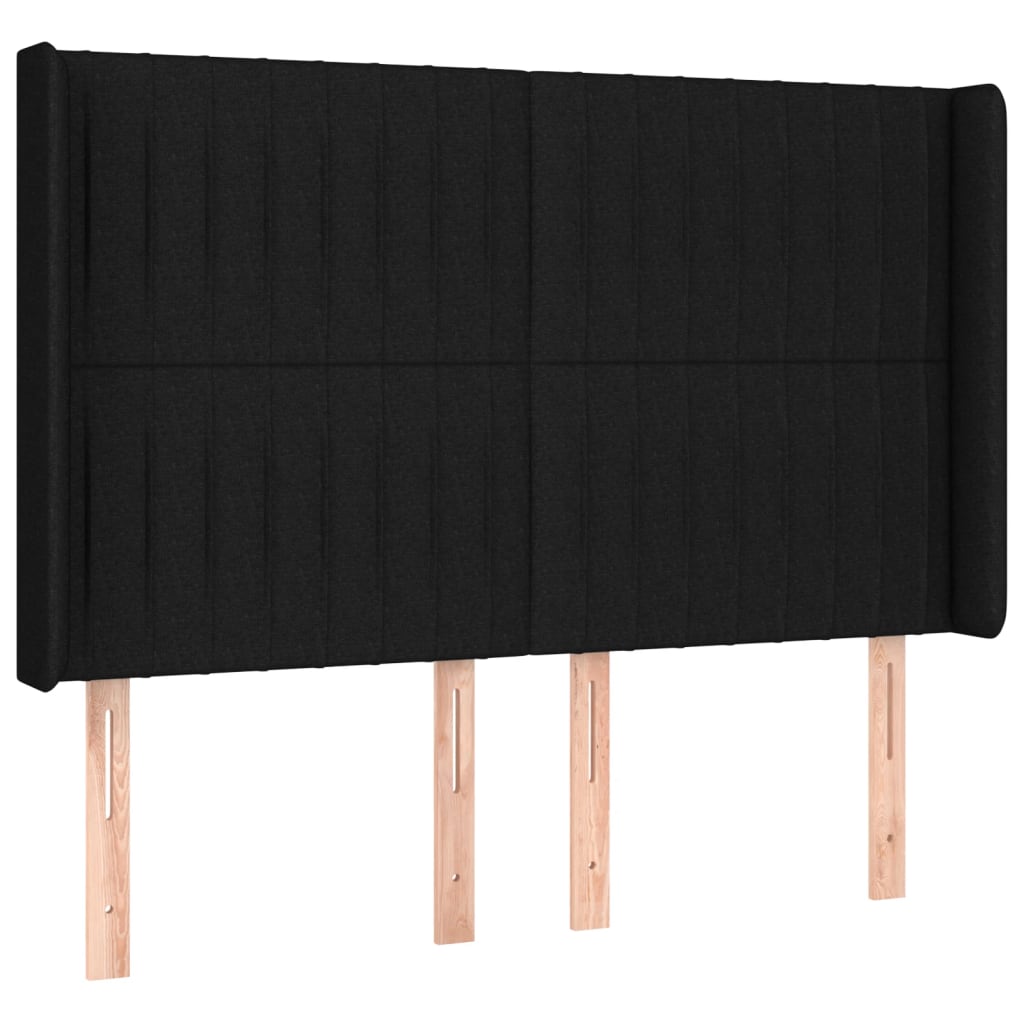 Cabeceira de cama c/ luzes LED tecido 147x16x118/128 cm preto